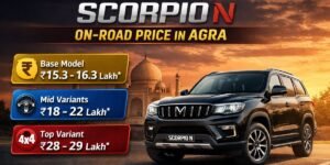scorpio n on road price in agra