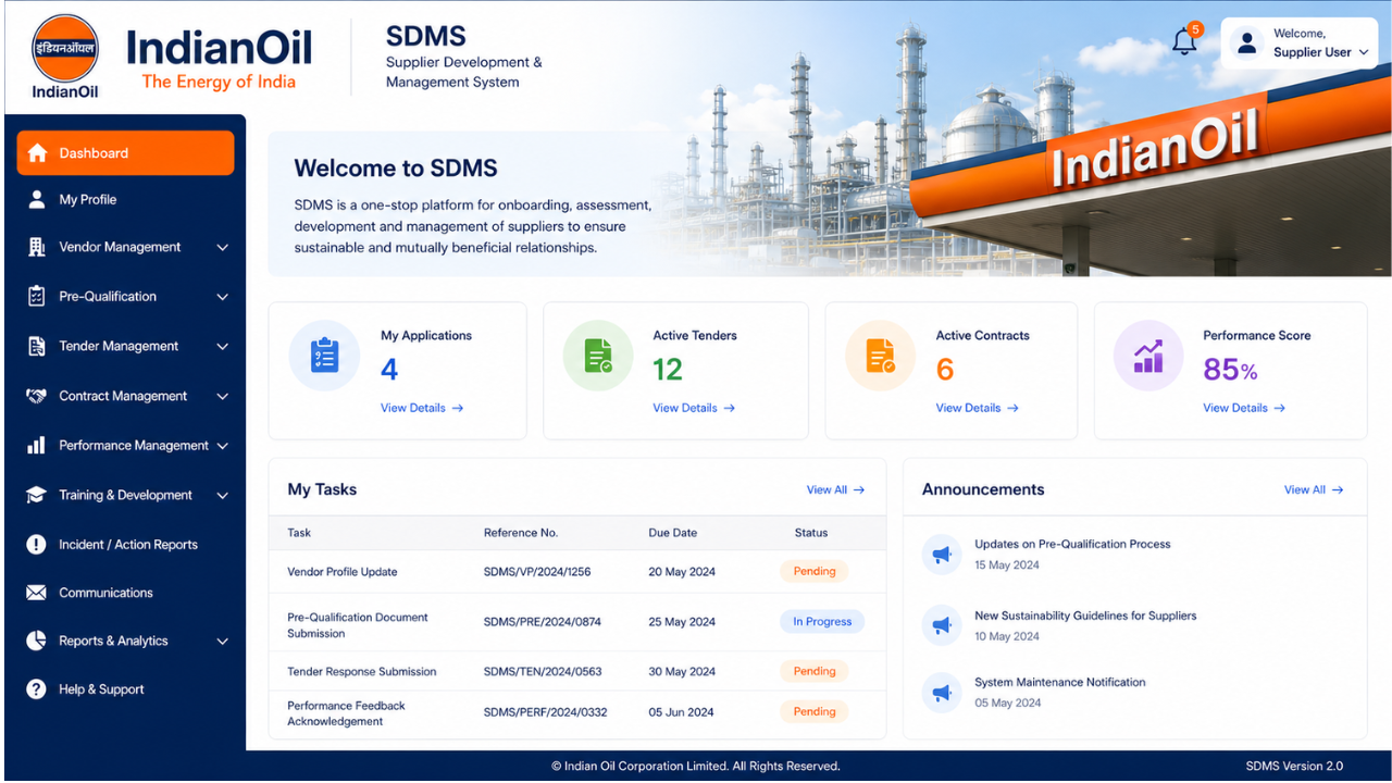 SDMS.PX.INDIANOIL.IN Login: